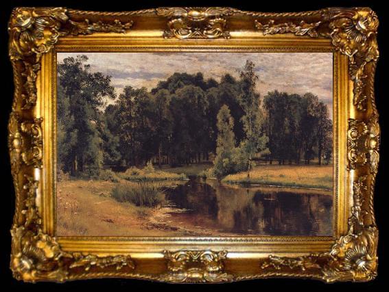 framed  Ivan Shishkin The Pond in the old Flower gardens, ta009-2